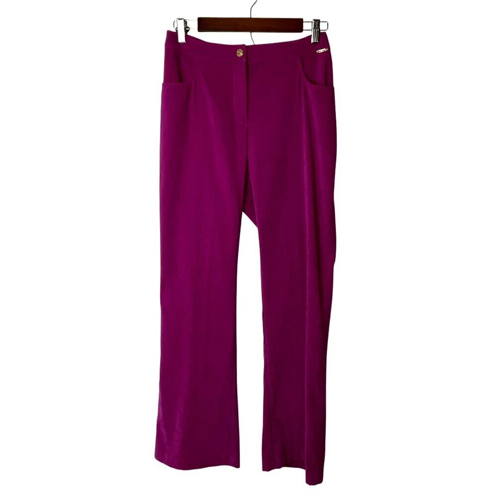 St. Johnn Marie Fuchsia Raspberry Lamb Suede SILK Pants Size 8 - Picture 2 of 12